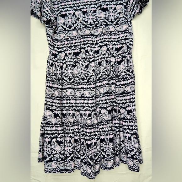 Patrons of Peace Floral Paisley Button Up Mini Dress Navy Blue Boho Hippie EUC - Picture 8 of 11